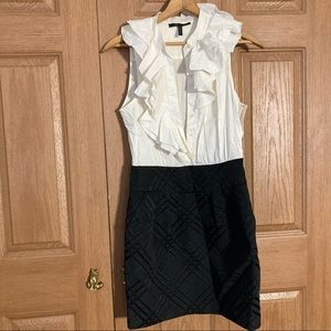 BCBG MAXAZARIA A-LINE BLACK AND WHITE SLEEVELESS COCKTAIL/OFFICE DRESS